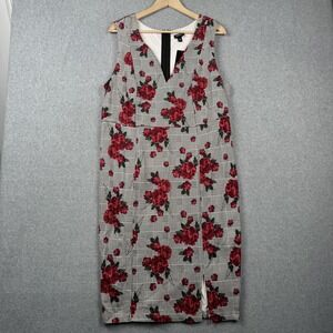 Torrid Dress Womens 16 Plaid Floral Sleeveless V-Neck Ponte Sheath Midi Work NEW